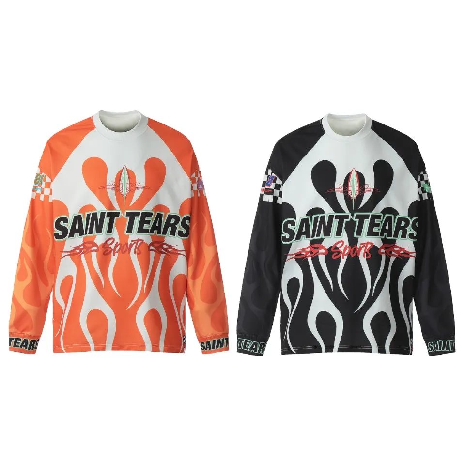 Saint michael tears all-over printed long-sleeved vintage autumn and winter T-shirt Style number: 121 Size: M L XL Wholesale price: 136 Color: black orange